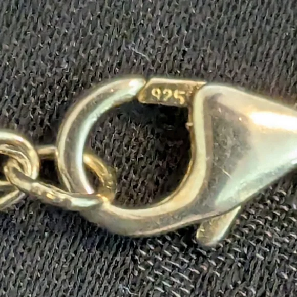 Black Enamel Gold Plated 925 Sterling Silver Heart Pendant Necklace - Picture 5 of 9